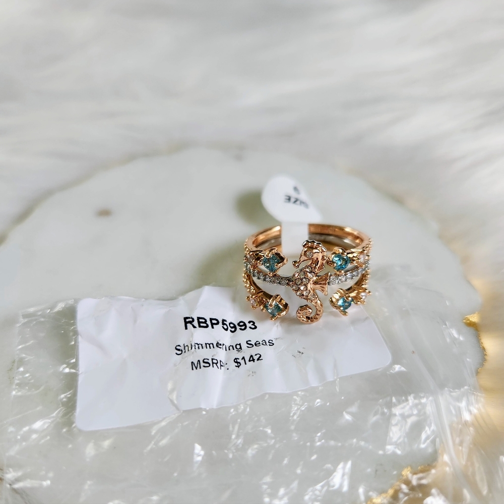 NWT Bomb Party 'Shimmering Seas' Atlantis Mixed Metal Set of 3 Rings - S… - Picture 4 of 9
